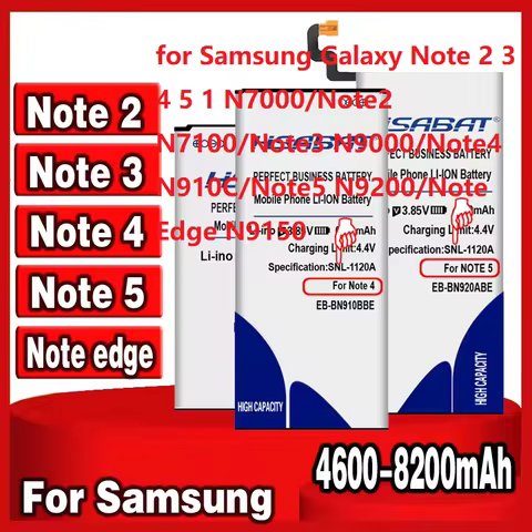 HSABAT 100% new Battery for Samsung Galaxy Note 2 3 4 5 1 N7000/Note2 N7100/Note3 N9000/Note4 N910C/