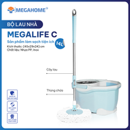 Bộ lau nhà Megalife C Megahome 360 độ mâm nhựa lồng giặt inox cây lau siêu nhẹ