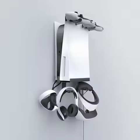 Wall Mounted Storage Bracket for PS5 Console Multifunctional Metal Wall Stand PS VR Headset Hook for