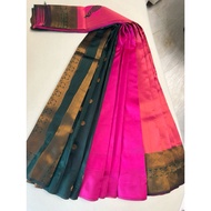 Christmas collection pink saree with green border