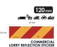 2pcs Lorry Reflection Sticker 47 cm x 12 cm Red and Yellow Stripes 120 mm Height