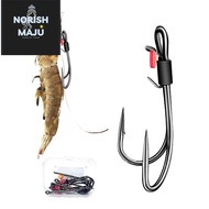 MiniUtensilAndTools 5pcs Live Shrimp Bait Hooks, Double hook Wacky Weedless Worm High-carbon Steel F