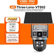 V380 PRO Three Screen CCTV Solar Outdoor IP66 Waterproof  Wireless Camera 4G SIM Card Built-in Batte