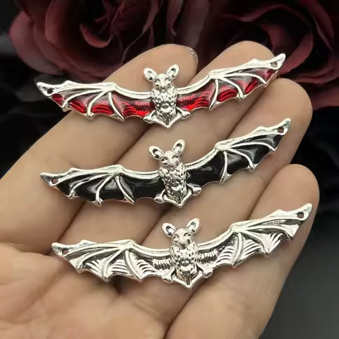 5pcs 65*12mm Antique Silver Color Wicca Animal Bat Connector Charms Pendant Fit Jewelry Making DIY J