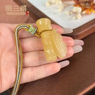 黃龍玉福袋吊墜 黃玉貔貅財神掛件 葫蘆項鏈 景區