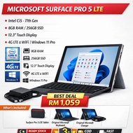 Microsoft Surface Pro 5 LTE i5 8GB 256GB • 12.3” Touch • Keyboard + Charger • Win11 Pro