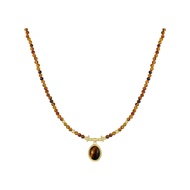 CTS เงิน S925เสือตาหิน Sicily Holiday สร้อยคอวินเเทจ CHOW TAI SENG/สัปดาห์ S1PC0269YDC