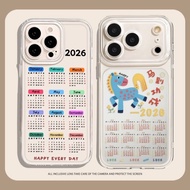 2026 Horse Year Calendar Phone Case For IPhone 14 Pro Max 7 8 6 6s 15 Plus XR X XS Max 7Plus 8Plus T