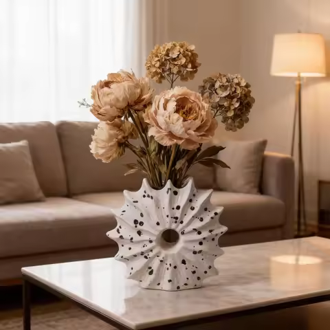 Vase Ceramic Creative Sea Anemone Flower Arrangement European Decorative Ornament Home Living Room