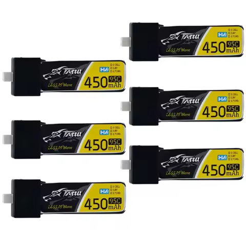 TATTU 95C 450mAh 3.8V BT2.0 LiPo Battery For RC Helicopter Quadcopter FPV Racing Drone Parts 1S Batt