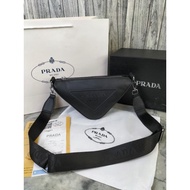 HITAM Prada890 Black Leather Men's Sling Bag IMPORT