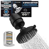 SparkPod High Pressure Shower Filter Head - Water Filter Suitable for People with Dry Hair, Skin &amp; Scalp, 5" Shower Head with Enhanced Formula Filter Helps to Remove Chlorine (Matte Black)