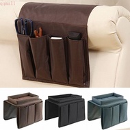QQMALL 4 Pockets Storage Bag, Non-Slip Space Saver Sofa Handrail Tray, Lightweight Foldable Durable Oxford Cloth Couch Table Top Holder Snack