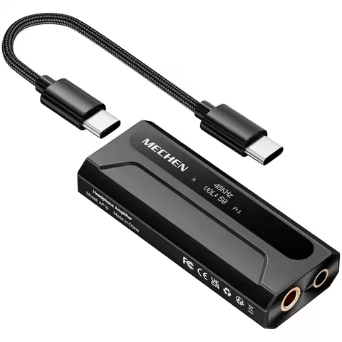 MECHEN AP10 USB-C to AUX DAC Amp 3.5mm+4.4mm Hi-Res ES9028Q2M DSD256，For iPhone 15/16/17 Pro & Andro