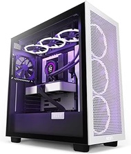 NZXT H7 Flow - CM-H71FG-01 ATX Mid Tower PC Gaming Case Front I/O USB Type-C Port Quick-Release Tempered Glass Side Panel Vertical GPU Mount Integrated RGB Lighting White/Black, Black and White