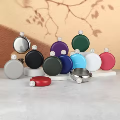 muticolor mini AB diamond on cap Stainless Steel Hip Flask set Pocket Hip Flask gift package Alcohol