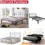 BEST LINK FUIRNITURE QUEEN SIZE METAL BED FRAME IN SILVER/WHITE/ BLACK/ COLOUR FREE INSTALLATION