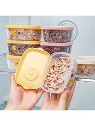 1入組分隔儲存的冷凍糙米和雜糧米盒，可用於微波爐加熱，便攜式午餐盒，可放水果和主菜