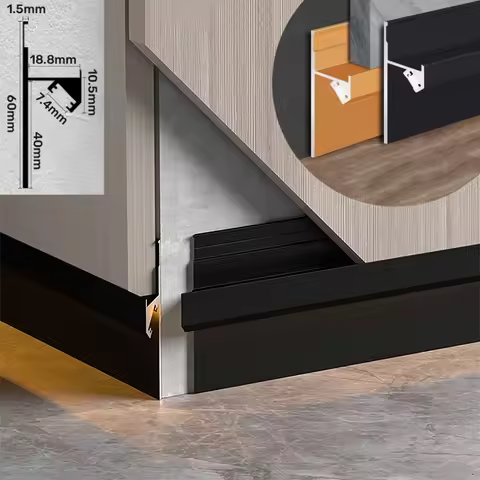 H60mm Wall Trim LED Skiritng Line Aluminum Profile Recessed Hidden Drywall Baseboard Channel Corner 