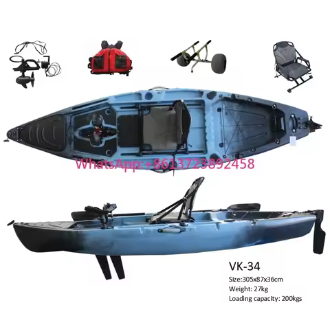 Electric Adjustable Recreational Fishing Pedal Kayak HDPE 1 Person Foldable Water Resistant Lakes & 