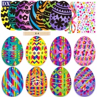 [DA XIA] Children's Dazzling Colorful Diamond Scratch Egg Set Easter Egg Scratch Painting Hanging Decoration with Bamboo Pen