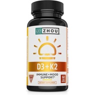 Zhu D3+K2-Vitamin D3K2 Women & Men Immune Support Vitamin D3 and K2 Vegan Formula Contains 5,000IU V