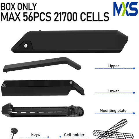 MAX 56pcs 21700 cells 36V 48V 52V Side Open Release Electric Bike Battery Case Ebike Battery Box wit