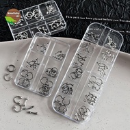 Nebaby 30/60PCS/Box Metal Retro Circle Nails Art Charms 3D Punk Style White Nail Parts Nail Decorati