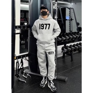 1977 Men's Hoodie Sweatshirt Set, Stylish, Youthful Sports Style, Thick, Warm Foreign Fleece Materia