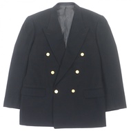 TRUSSARDI Trussardi 100% 羊絨雙排扣夾克，金色紐帶，黑色，日本尺寸 M，狀況極佳。