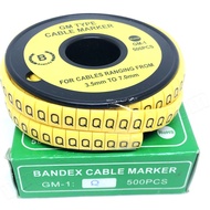 YELLOW MARKER GM-1 (500PCS/BOX) "BANDEX" (0 1 3 6/K P J B Q N X Y G D 0 Z) **Sold Per 1 BOX**