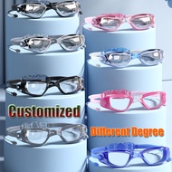 -1.5 To -8.0 Adult Myopia Silicone HD Electroplated Anti Fog Swimming Goggles Eyewear Custom Differe