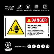 Hazardous Voltage. Safety Sticker. Warning Caution Danger Sign Label Hazard. Electric Electrical Sho
