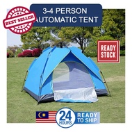 Automatic Camping Tent Waterproof Pop Up Khemah Camping 3-4Person Auto Foldable Tent Picnic Hiking G