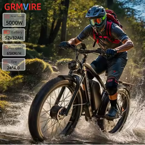 V7 Electric Bike Peak 5000W Motor 52V 32AH Large Battery 65km/h E-Bike 24 inch Tire High Performance