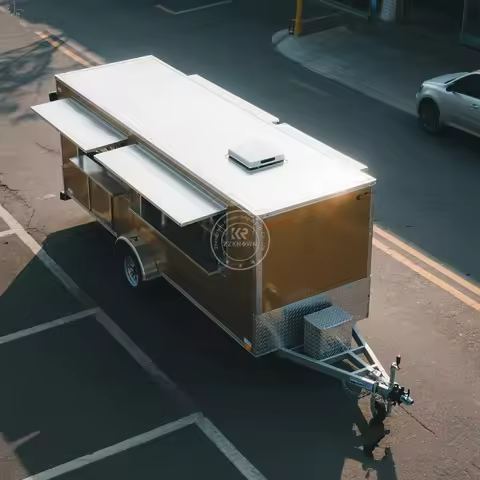 United State Food Truck with Full Kitchen Concession Bbq Food Trailer with Porch Fully Equipped Cust