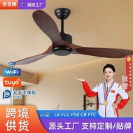 60-inci Kuasa Angin Besar Kipas Siling Kayu Pepejal Cahaya Kipas Retro Amerika Cahaya Restoran Ruang