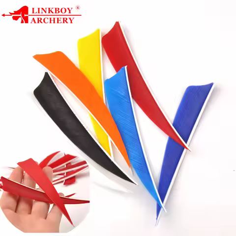 36pcs Linkboy Archery 4 Inches Arrow Real Turkey Feathers Shield Cut Striped 4'' Fletching Archery D