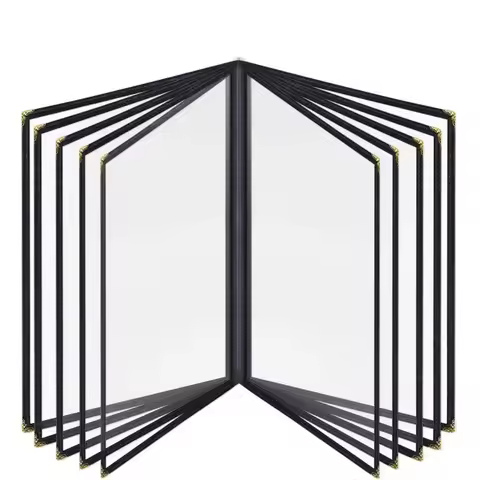 Foldable PVC Transparent Menu Cover A4 Reusable A4 Menu Paper Holder Double Panels Waterproof Menus 
