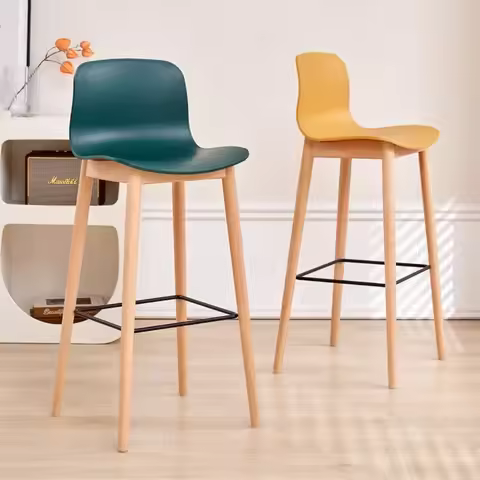 Nordic Solid Wood Waterproof Foldable Multifunctional Bar High Chair Comfortable Backrest for Trade