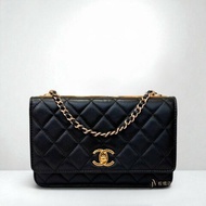 JS1594-CHANEL 黑羊皮玫瑰金釦Trendy cc woc A80982