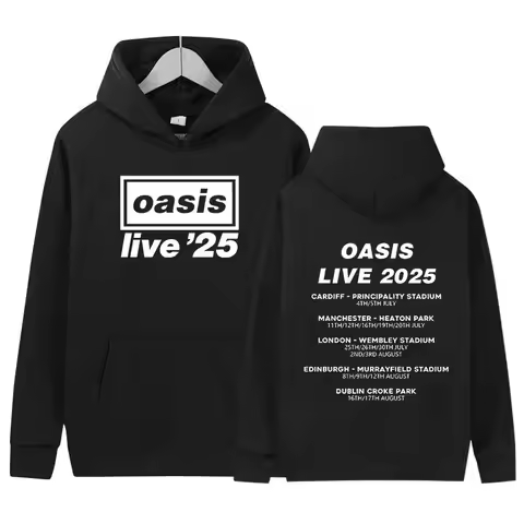 2025 O-Oasis Live 25 Tour Print Hoodie Men's Retro Long Sleeve Fashion Sweatshirt Unisex Fleece Loos