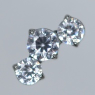 Titanium Flatback Piercing Earrings Prong 3 CZ