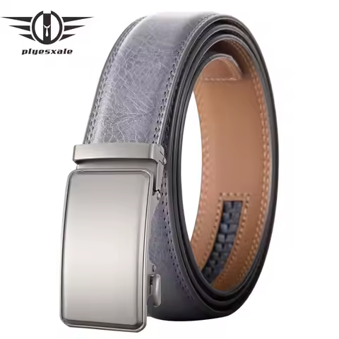 Plyesxale Luxury Designer Waist Belt For Men Genuine Leather Mens Belt cinturones para hombre Brown