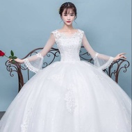 Long Sleeve Trumpet Wedding gown simple white Wedding gown