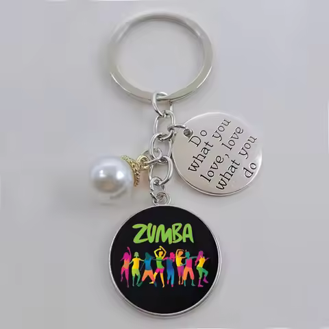Fashion zumba, fitness dance letter graphics, sports gymnastics women, keychain jewelry gift for men