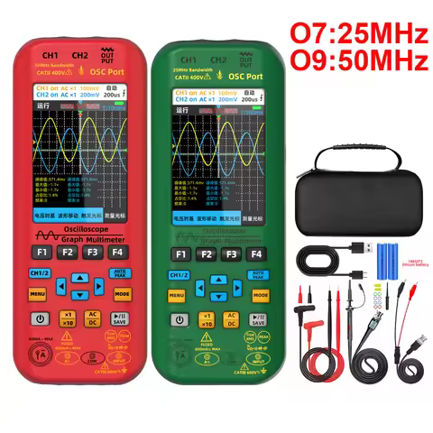 BSIDE 4-IN-1 Handheld Oscilloscope Digital Multimeter+Function Signal Generator Dual Channel O7:25MH