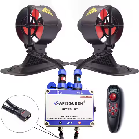 APISQUEEN 24V U92 Pro Set Underwater Thruster, 21.4Kg/47.18Lbs Thrust With ESC And RC For Fishing Bo