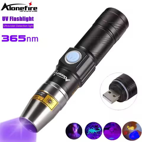 365nm UV Flashlight USB Rechargeable Money Pet Urine Ore Cat Tinea Leakage Scorpion fluorescent Invi