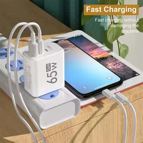 65W GaN USB PD Charger Fast Charging Type C Phone Adapter 3 Ports Fast Charger For iPhone Samsung Xi